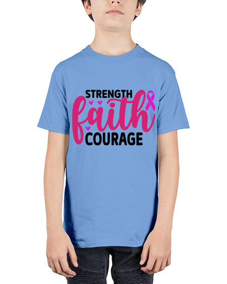 Strength Faith Courage 8# - breast cancer - Youth Tee Unisex