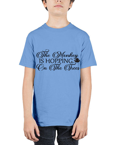 The monkey is hopping on  - monkey - Youth Tee Unisex