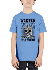 Wanted 1204# - skull and bones - Youth Tee Unisex