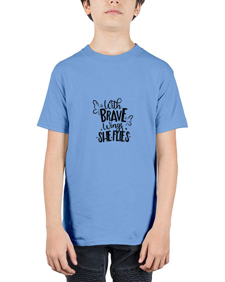 With Brave Wings She Flies - butterfly - Youth Tee Unisex