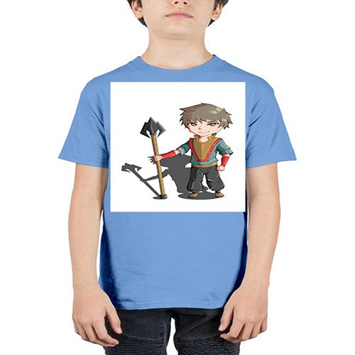 a little boy holding a spear79# - anime - Youth Tee Unisex
