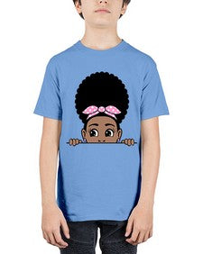 afro puff bandana girl peekaboo 85# - black girls or women - Youth Tee Unisex