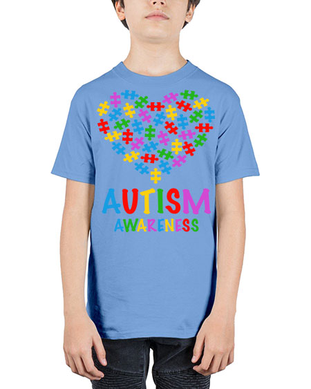 autism awareness heart love puzzle 15# - autism - Youth Tee Unisex