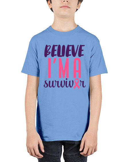 believe im a survivor Style 16# - breast cancer - Youth Tee Unisex