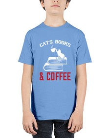 cats book and coffee Style 37# - cats - Youth Tee Unisex