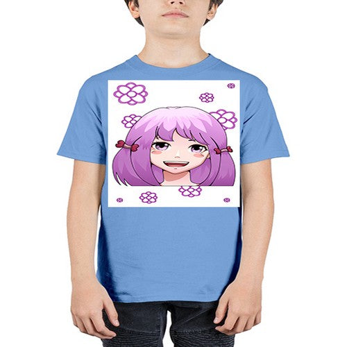 cute ponytails purple hair girl 63# - anime - Youth Tee Unisex