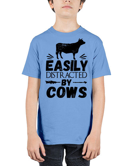 easily distracted by cows - cow - Youth Tee Unisex