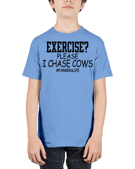 exercise please i chase cows - cow - Youth Tee Unisex