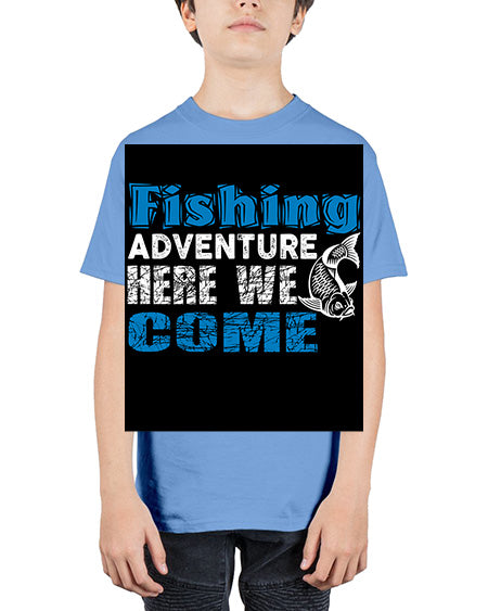 fishing adventure here we come png 52# - shark-fish - Youth Tee Unisex