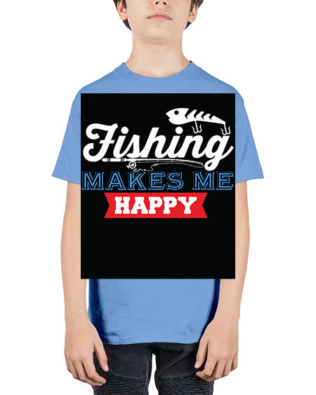 fishing makes me happy png 46# - shark-fish - Youth Tee Unisex