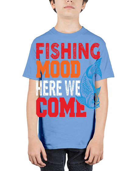 fishing mood here we come png 76# - shark-fish - Youth Tee Unisex
