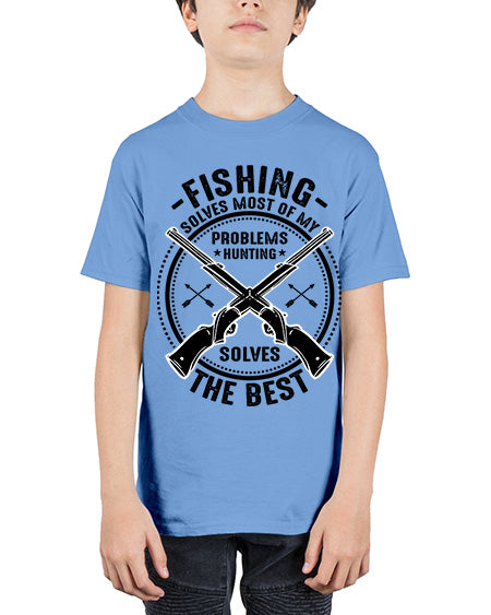 fishing solves most 74# - shark-fish - Youth Tee Unisex