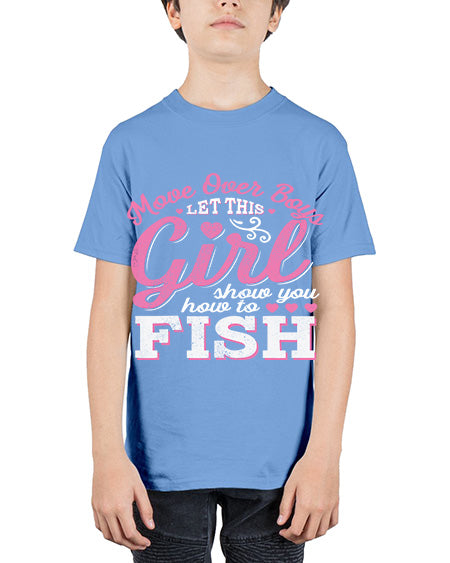 girl fishing 15# - shark-fish - Youth Tee Unisex