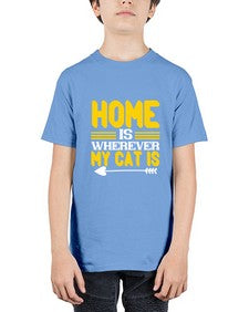 home is wherever my cat is Style 50# - cats - Youth Tee Unisex
