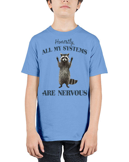 honestly all my systems are nervous 19# - raccoon - Youth Tee Unisex