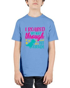 i roared my way through first grade 374# - first grade - Youth Tee Unisex