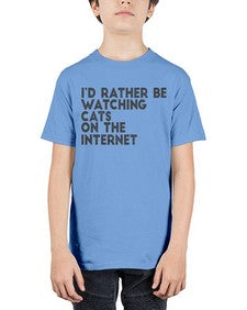 id rather be watching cats on the internet - cats - Youth Tee Unisex