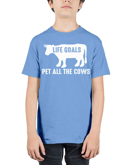 life goals pet all the cows - cow - Youth Tee Unisex