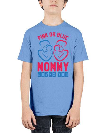 pink or blue Mommy Loves you Style 187# - baby shower - Youth Tee Unisex