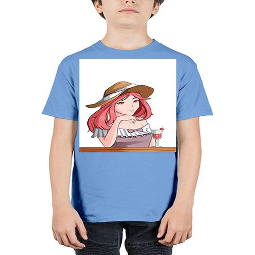 pretty woman with fresh juice in summer 37# - anime - Youth Tee Unisex