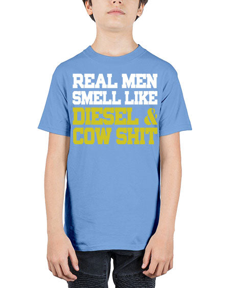 real men smell like diesel and cow poop - cow - Youth Tee Unisex