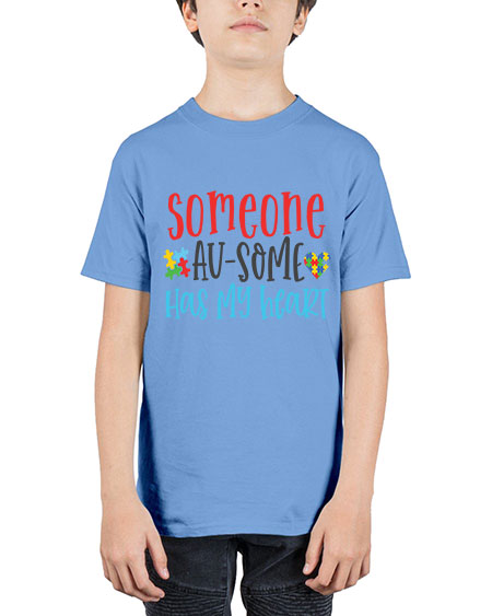 someone ausome has my heart Style 40# - autism - Youth Tee Unisex