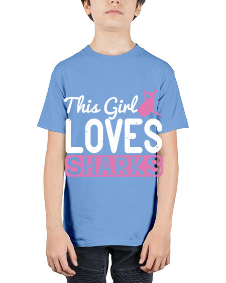 this girl loves sharks Style 12# - shark-fish - Youth Tee Unisex