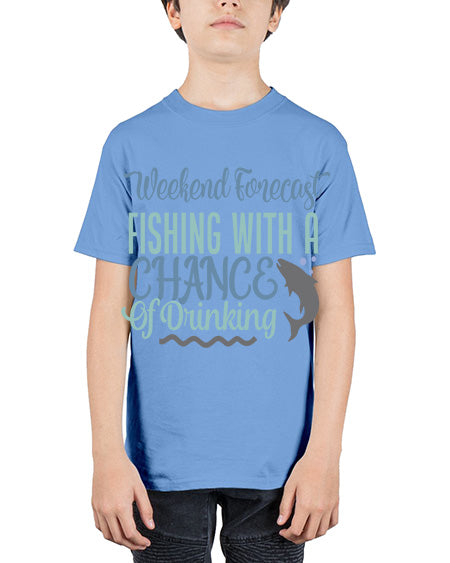 weekend forecast fishing with a chance of drinking 91# - shark-fish - Youth Tee Unisex