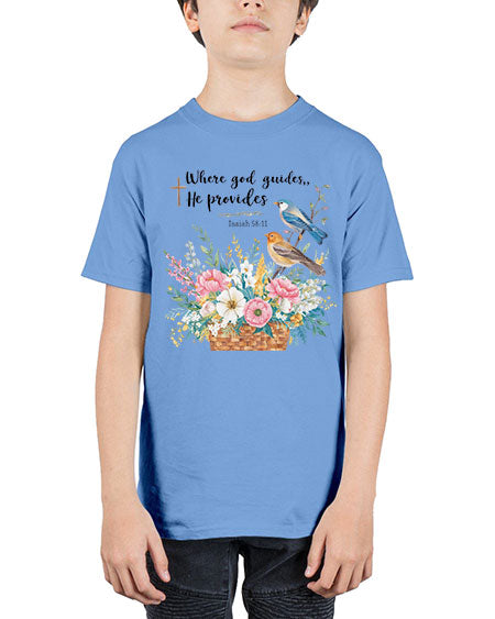 where god guides, he provides 79# - birds - Youth Tee Unisex