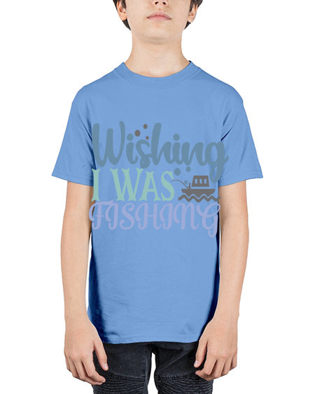 wishing i was fishing 90# - shark-fish - Youth Tee Unisex