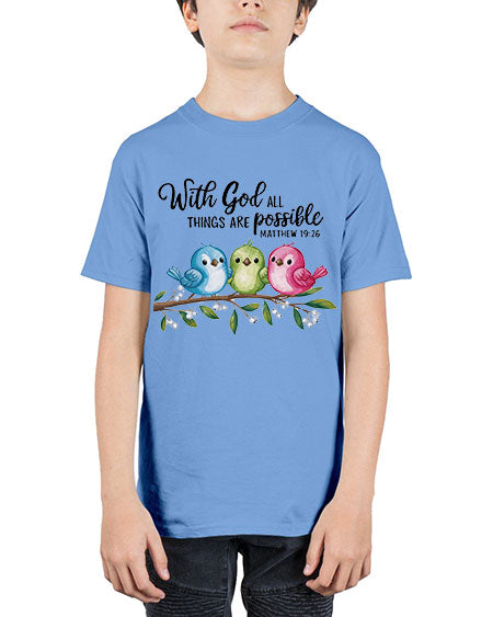 with god all things are possible 81# - birds - Youth Tee Unisex