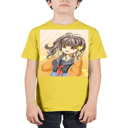 A beautiful and happy girl back to school 90# - anime - Youth Tee Unisex