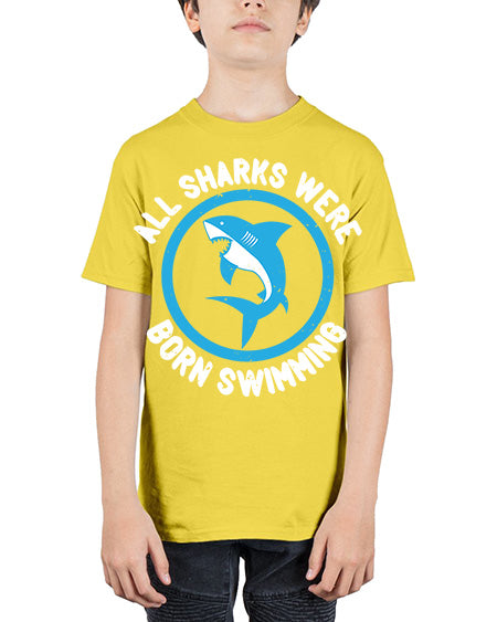 All sharks were born swimming Style 100# - shark-fish - Youth Tee Unisex