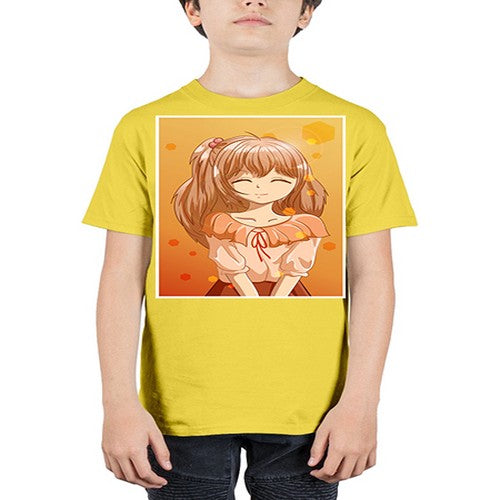 Beautiful and cute girl brown hair at sunset 164# - anime - Youth Tee Unisex