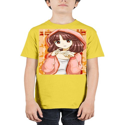 Beautiful and cute girl brown hair with jacket 81# - anime - Youth Tee Unisex