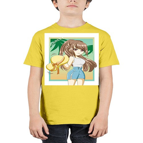 Beautiful and cute girl with hat on the beach in the summer 154# - anime - Youth Tee Unisex
