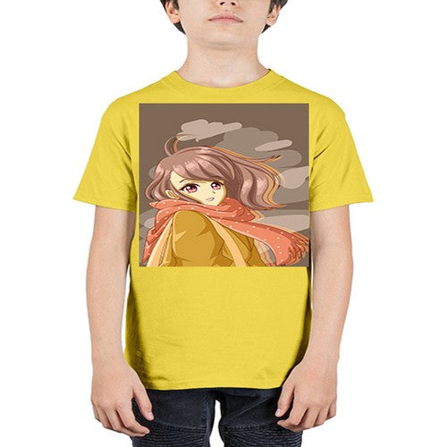 Beautiful and cute girl with scarf 91# - anime - Youth Tee Unisex