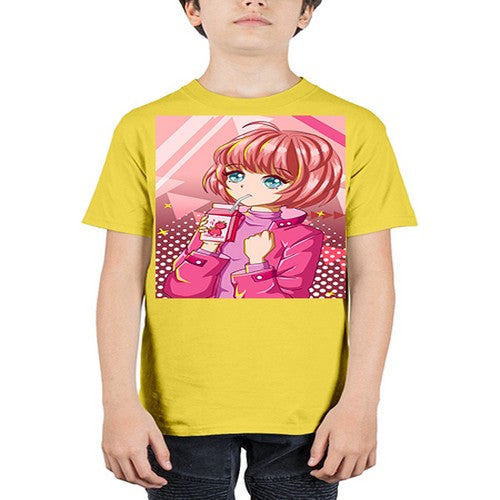 Beautiful and cute girl with strawberry milk 76# - anime - Youth Tee Unisex