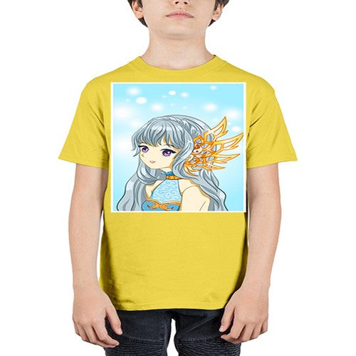 Beautiful and cute queen long blue hair with gold crown 27# - anime - Youth Tee Unisex