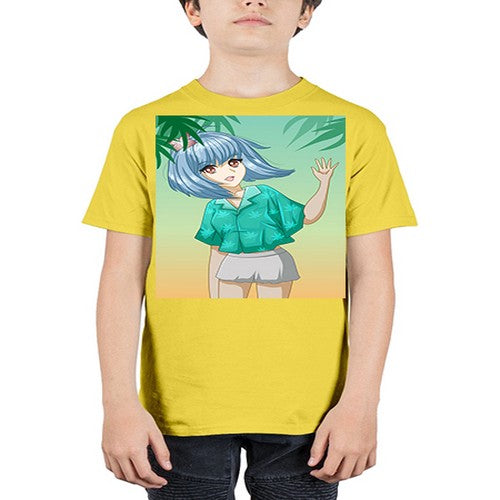 Beautiful and happy girl on the beach in summer 48# - anime - Youth Tee Unisex