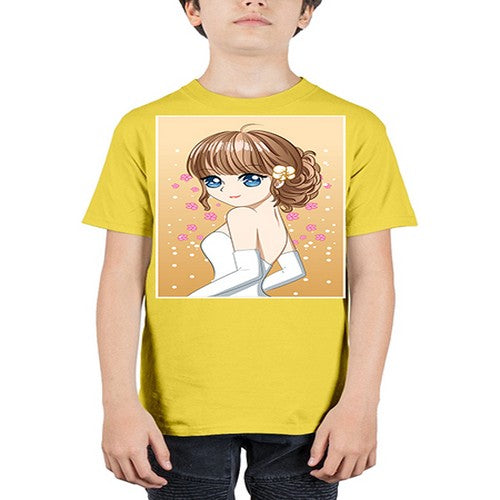 Beautiful and happy girl wearing wedding dress 84# - anime - Youth Tee Unisex
