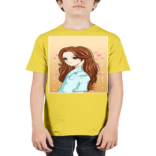 Beautiful and pretty girl brown long hair 123# - anime - Youth Tee Unisex