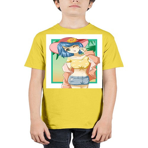 Beautiful and sexy girl on the beach with cute hat in summer 1# - anime - Youth Tee Unisex
