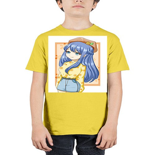 Beautiful and soft girl blue hair in summer 153# - anime - Youth Tee Unisex