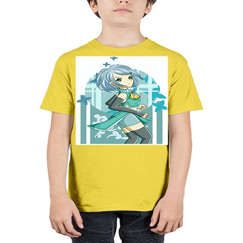 Beautiful girl blue hair with green clothes 161# - anime - Youth Tee Unisex