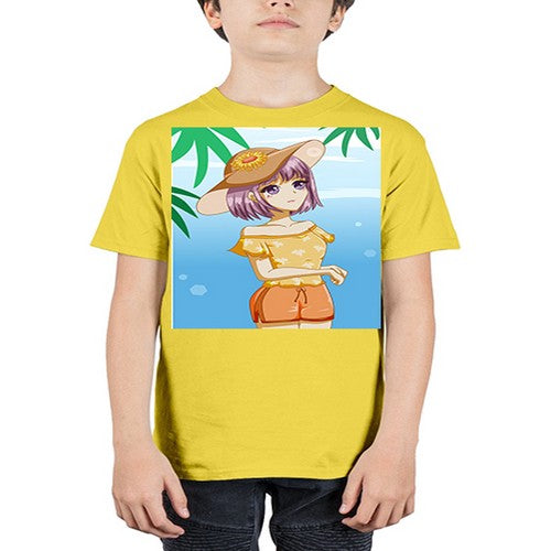 Beautiful girl in summer with sunflower 116# - anime - Youth Tee Unisex
