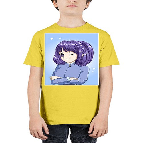 Beautiful girl short purple hair 6# - anime - Youth Tee Unisex