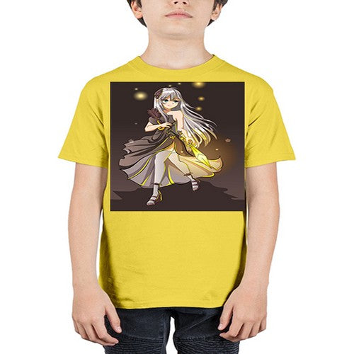 Beautiful girl with black dress and sword game 129# - anime - Youth Tee Unisex