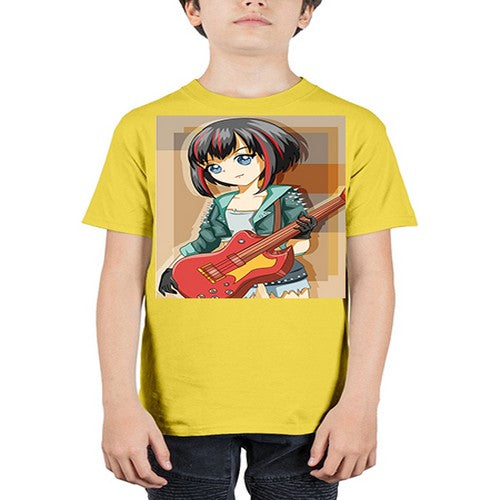Beautiful rock girl with bass guitar perform 173# - anime - Youth Tee Unisex