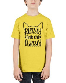 Blessed And Cat Obsessed Style 79# - cats - Youth Tee Unisex